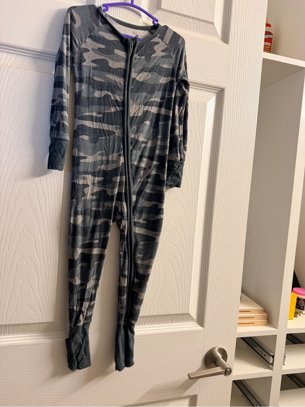 Little Sleepies Gray Camo Zip One-Piece Footie